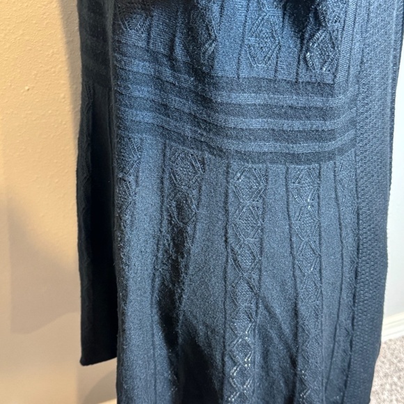 Evidence sweater black lightweight open weave open front long cardigan  Sz L - Picture 4 of 8